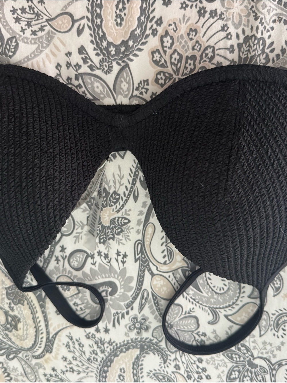 PINK Victoria's Secret Black Textured Strapless Bandeau Bra